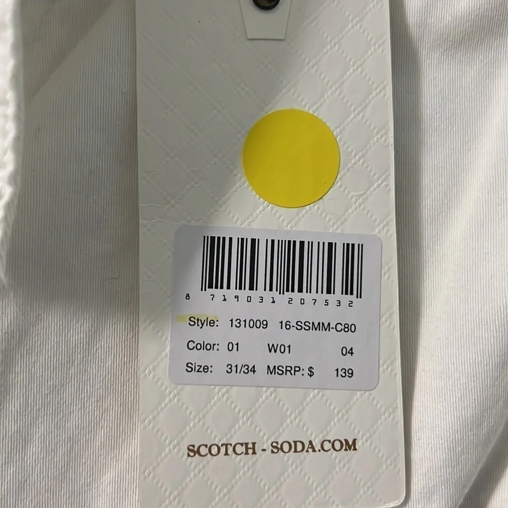 Scotch &‎ Soda Dax Loose Fit Belted White Pants Mens NWT - Picture 9 of 9